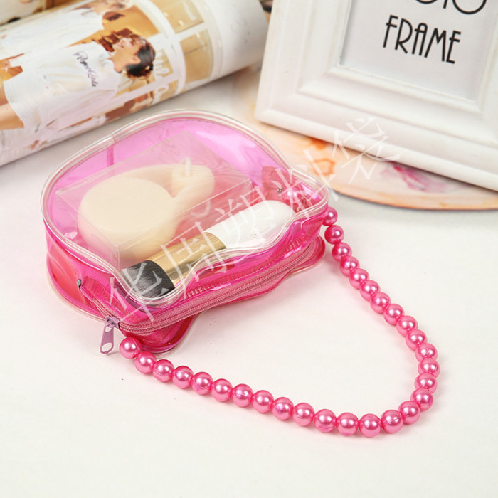 Manufacturer direct selling PVC bag zipper bag jewelry bag beads chain bag cosmetic bag