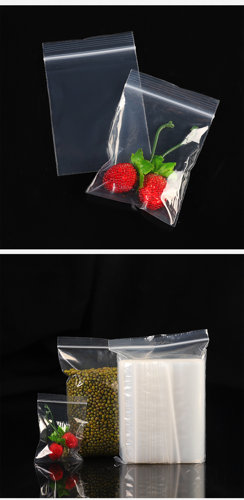 PE Valve Bag Candied Dried Fruit New Year Goods Food Sealed Bag Small Accessories Storage Moisture Proof Thick Transparent Plastic Bag
