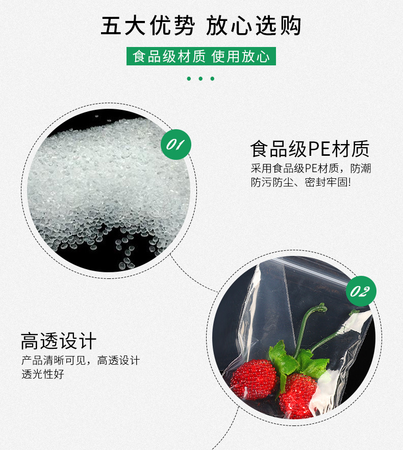 PE Valve Bag Candied Dried Fruit New Year Goods Food Sealed Bag Small Accessories Storage Moisture Proof Thick Transparent Plastic Bag