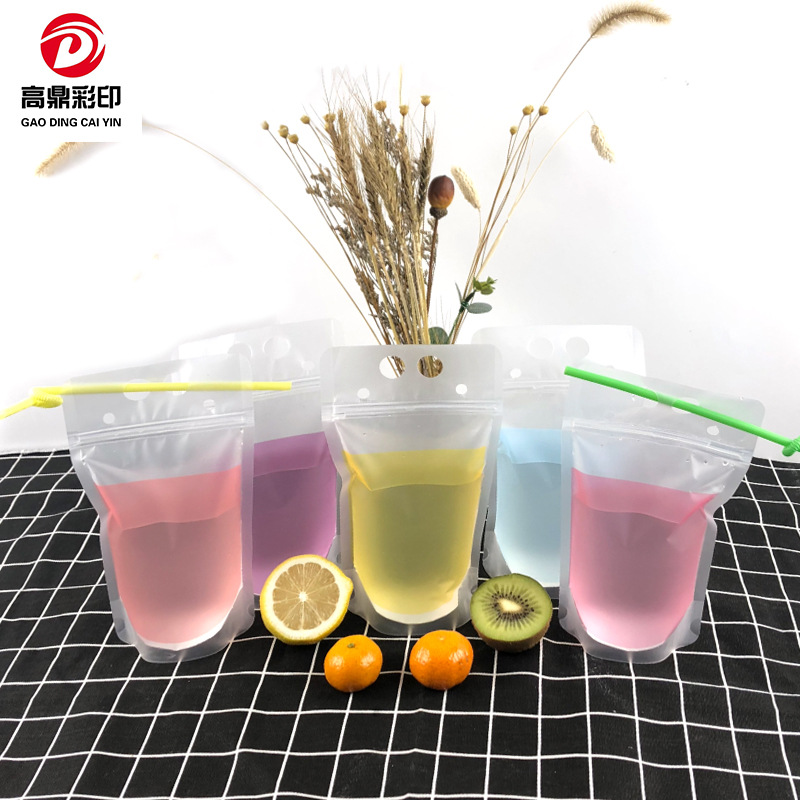 By the way, Spot drinks transparent sealed bag milk tea takeaway juice disposable liquid drinks bag self-packaging bag transparent