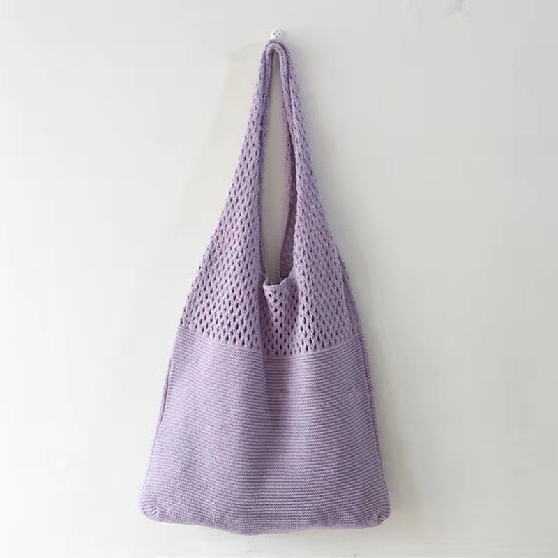 Korean Online Same Chic Simple Retro Hollow Knitted Shoulder Bag Women's Vest Bag Woolen Yarn Bag All-Match Big Bag Korean Online Same Chic Simple Retro Hollow Knitted Shoulder Bag Women's Vest Bag Woolen Yarn Bag All-Match Big Bag