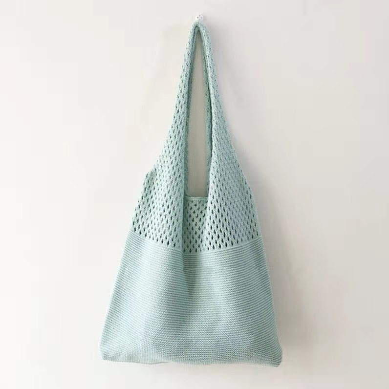 Korean Online Same Chic Simple Retro Hollow Knitted Shoulder Bag Women's Vest Bag Woolen Yarn Bag All-Match Big Bag Korean Online Same Chic Simple Retro Hollow Knitted Shoulder Bag Women's Vest Bag Woolen Yarn Bag All-Match Big Bag