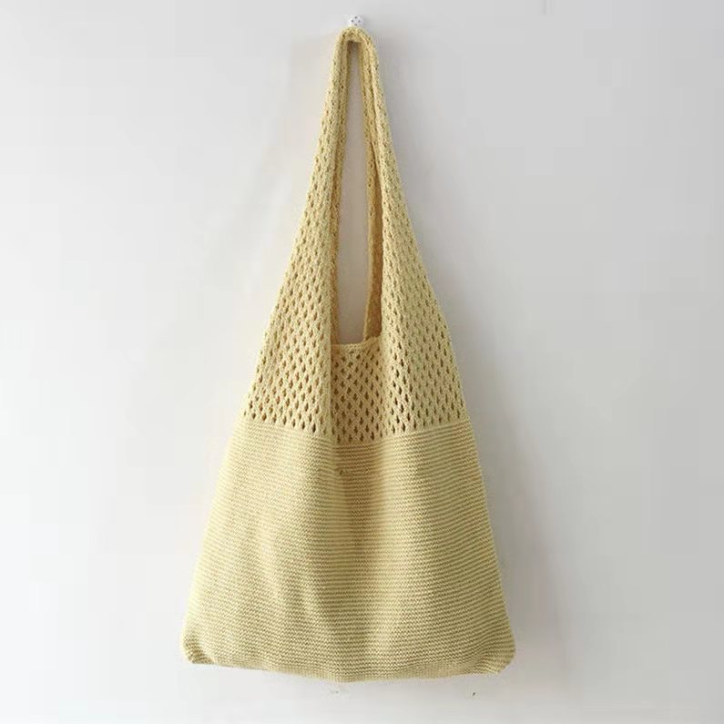 Korean Online Same Chic Simple Retro Hollow Knitted Shoulder Bag Women's Vest Bag Woolen Yarn Bag All-Match Big Bag Korean Online Same Chic Simple Retro Hollow Knitted Shoulder Bag Women's Vest Bag Woolen Yarn Bag All-Match Big Bag