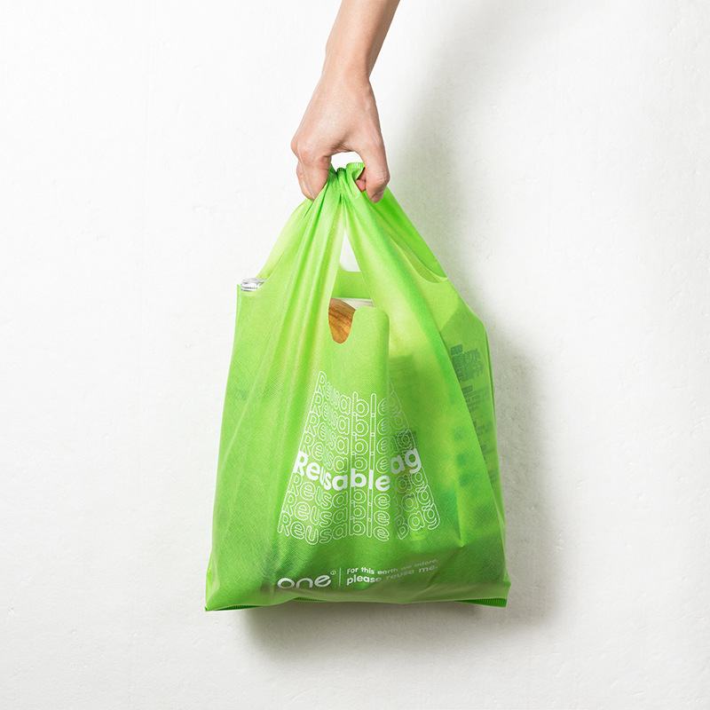Non-Woven Fabric Vest Bag Supermarket Clothing Shopping Bag Guangzhou Factory Customized Hot Pressing Environmental Protection Take-out Packing Bag
