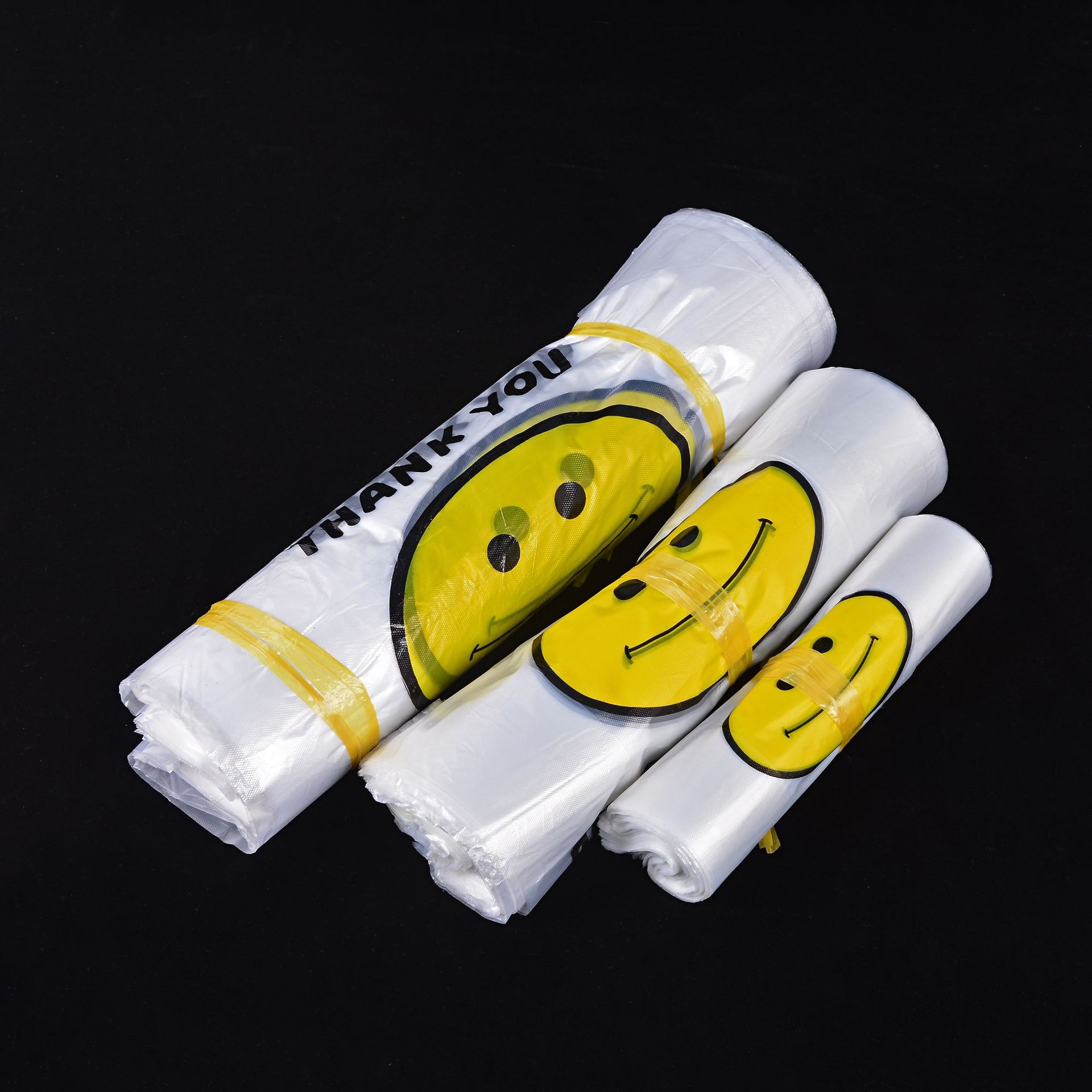 Wholesale Smiley Vest Bag Stall Drecoration Bag Supermarket Shopping Plastic Packaging Bag Hand Holding Clothes Plastic Bag