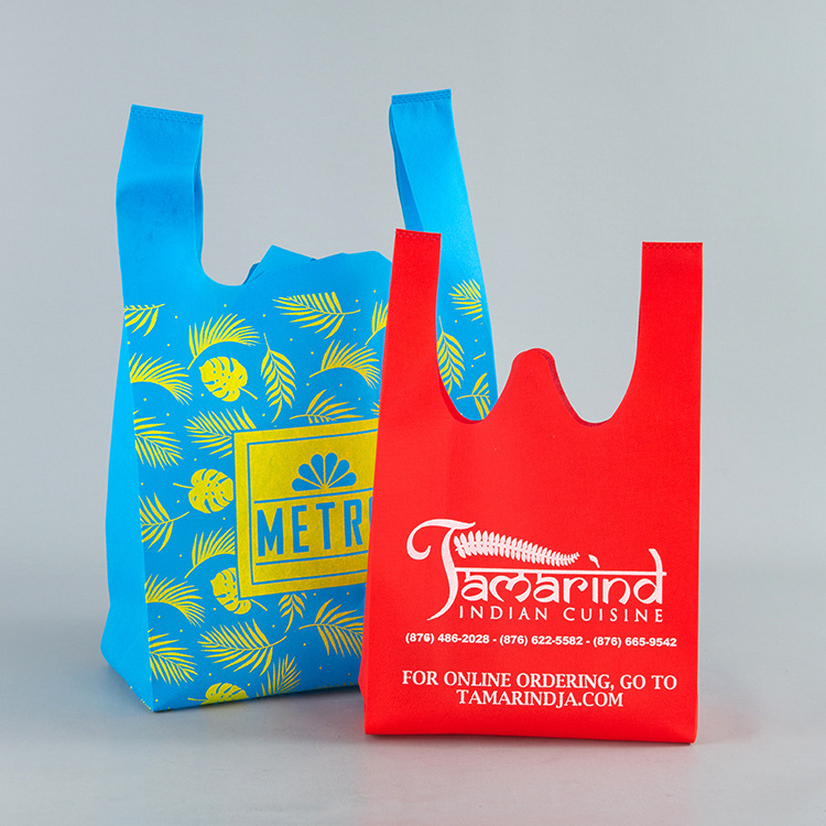 Spot Supermarket Green Shopping Bag Vest Bag Fruit Bag Plastic Shopping Bag Hot Pressing Non-Woven Bag Factory