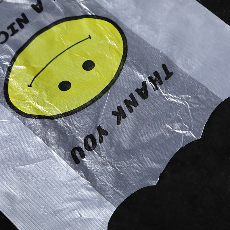 Yiwu Manufacturers Produce Plastic Packaging Bags Smiley Face Vest Bag Shopping Tote Bags Various Specifications Customization