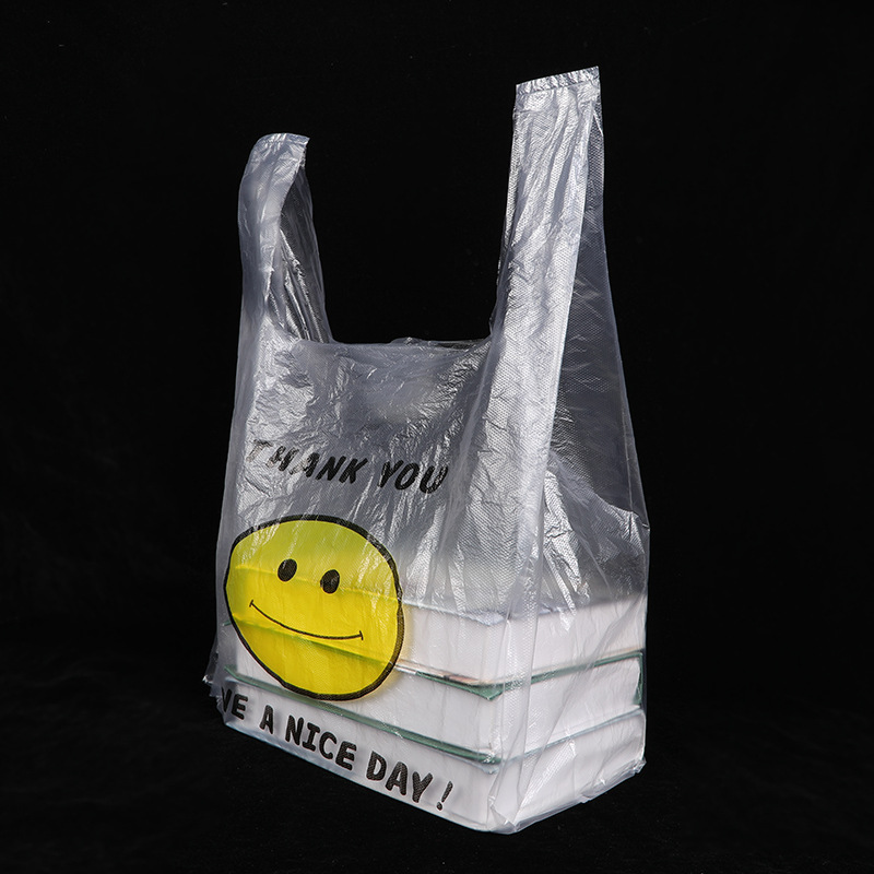 Yiwu Manufacturers Produce Plastic Packaging Bags Smiley Face Vest Bag Shopping Tote Bags Various Specifications Customization