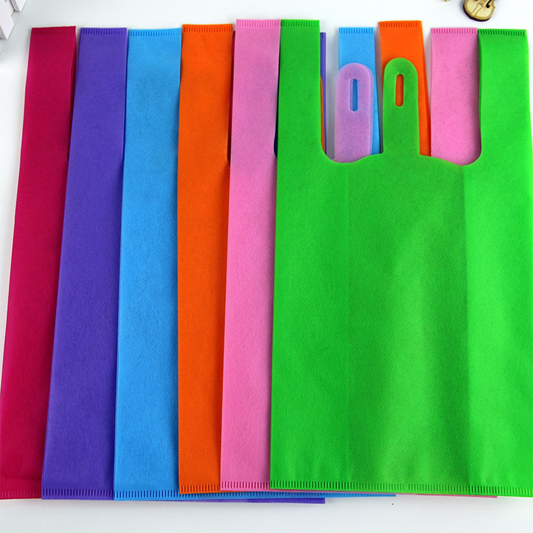 Currently Available Non-Woven Bags Customization Vest Bag Flat Pocket Film Non-Woven Fabric Handbag Take-out Packing Bag Customizable
