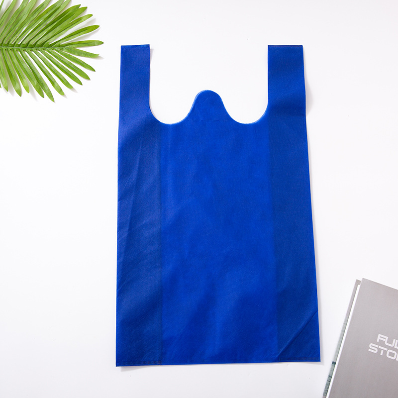 Currently Available Non-Woven Bags Customization Vest Bag Flat Pocket Film Non-Woven Fabric Handbag Take-out Packing Bag Customizable