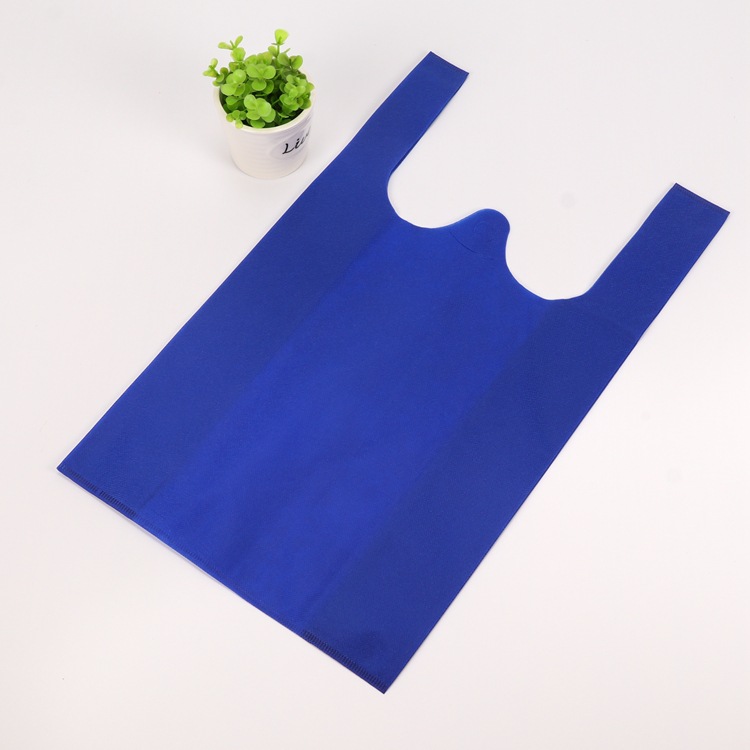 Currently Available Non-Woven Bags Customization Vest Bag Flat Pocket Film Non-Woven Fabric Handbag Take-out Packing Bag Customizable