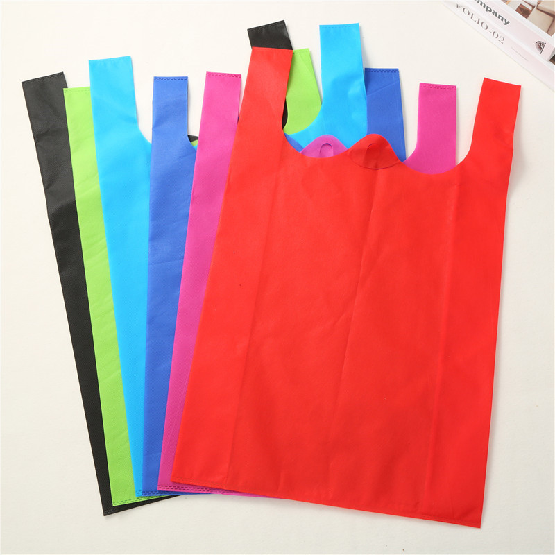 Non-woven vest bag supermarket bag tote bag shopping bag custom logo advertising bag package mail solid color