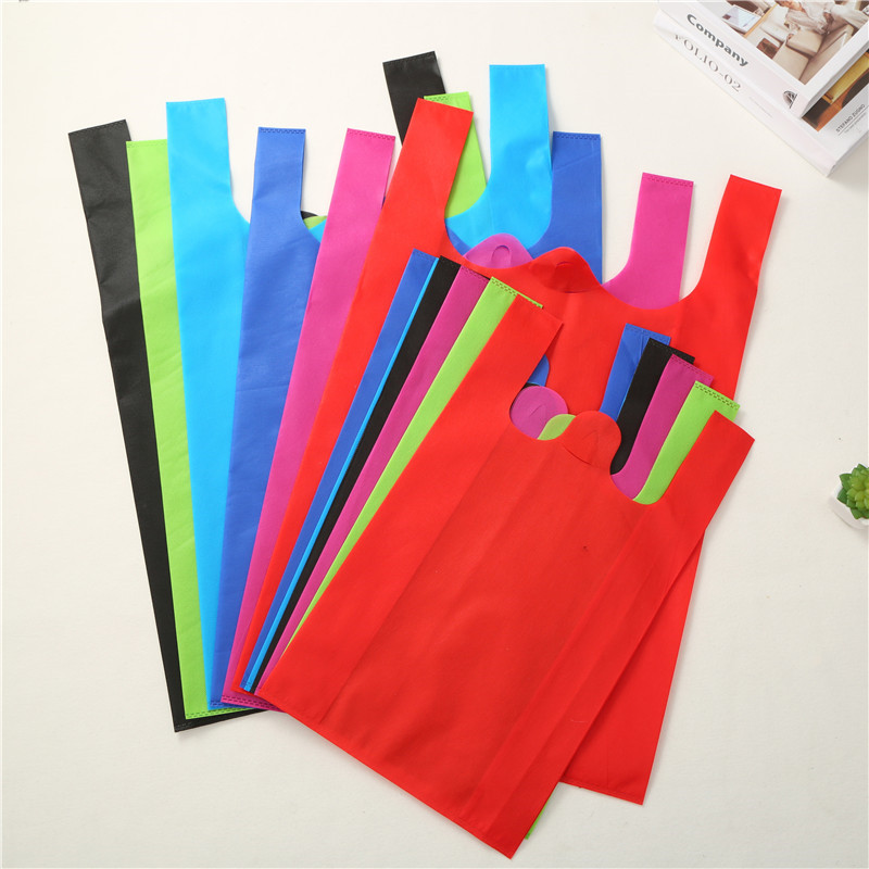 Non-woven vest bag supermarket bag tote bag shopping bag custom logo advertising bag package mail solid color
