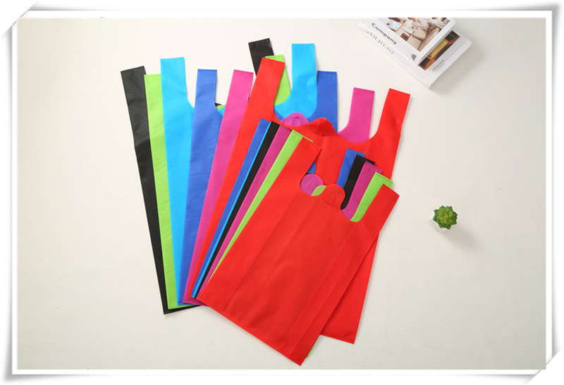 Non-woven vest bag supermarket bag tote bag shopping bag custom logo advertising bag package mail solid color