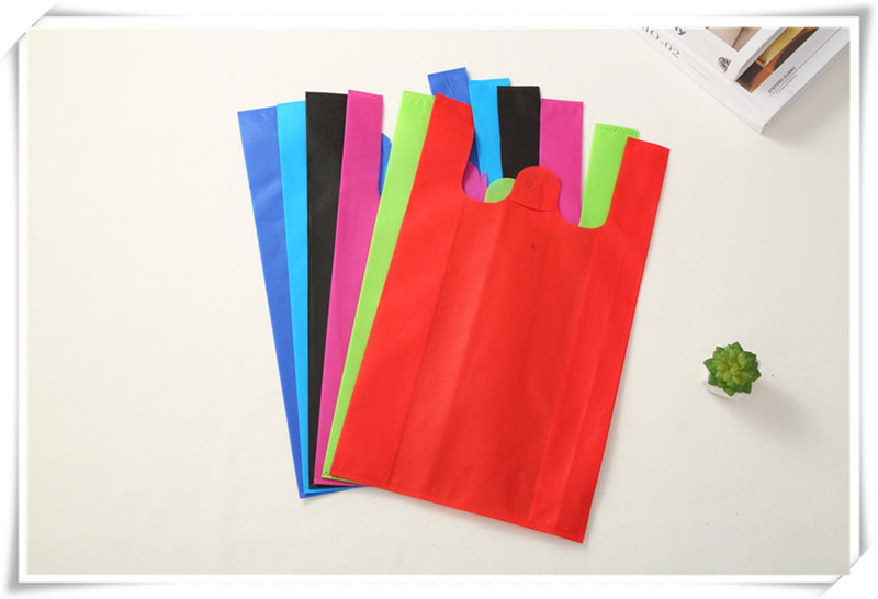 Non-woven vest bag supermarket bag tote bag shopping bag custom logo advertising bag package mail solid color