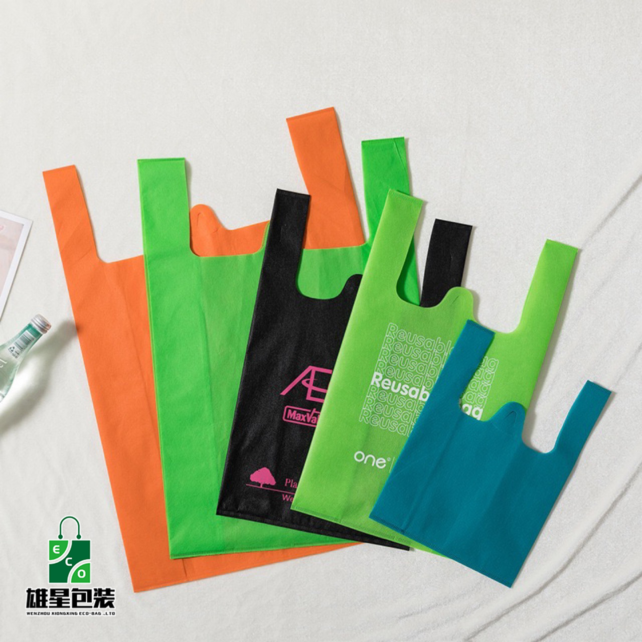Non-Woven Vest Bag Supermarket Clothing Shopping Bag Factory Customized Wholesale Hot Pressing Environmental Protection Take out Take Away Bag