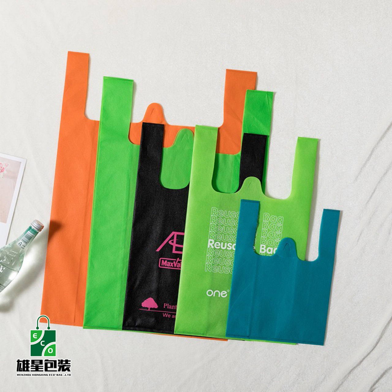 Non-Woven Vest Bag Supermarket Clothing Shopping Bag Factory Customized Wholesale Hot Pressing Environmental Protection Take out Take Away Bag