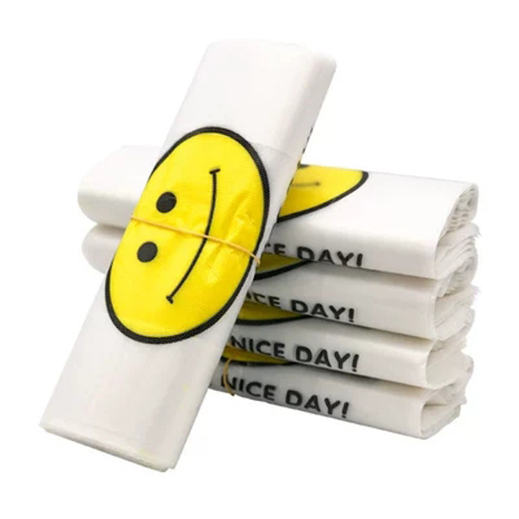 Transparent Plastic Bag Wholesale Smiley Face Vest Bag Disposable Packing Bag Fruit Shopping Bag Portable Convenient Plastic Bag Customization