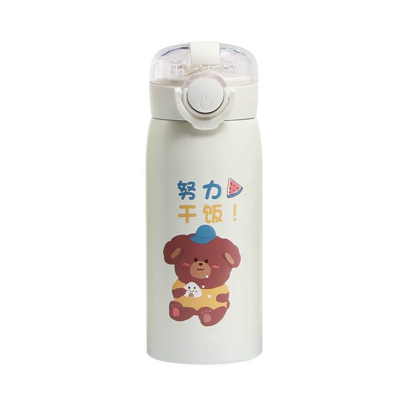 Tiktok Same 304 Stainless Steel Thermos Cup Transparent Bounce Cover Drinking Cup Student Straw Cup Manufacturer