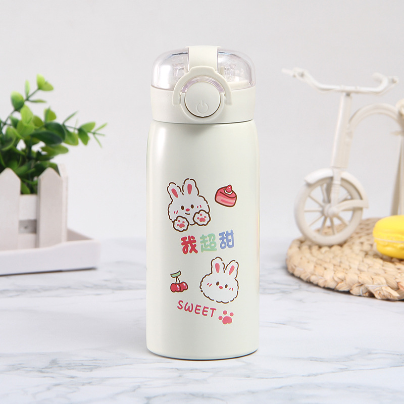 Tiktok Same 304 Stainless Steel Thermos Cup Transparent Bounce Cover Drinking Cup Student Straw Cup Manufacturer Tiktok Same 304 Stainless Steel Thermos Cup Transparent Bounce Cover Drinking Cup Student Straw Cup Manufacturer