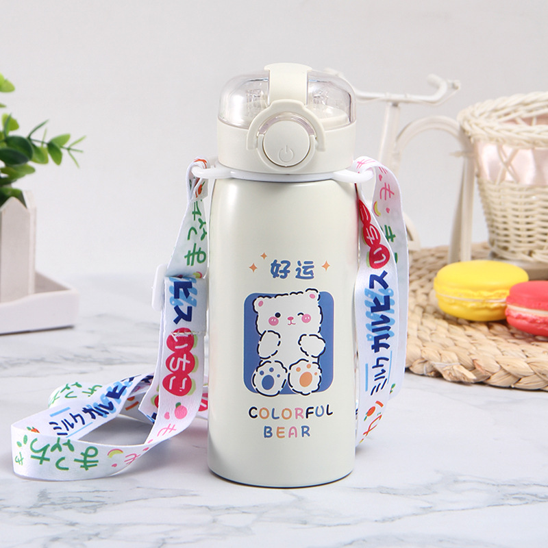 Tiktok Same 304 Stainless Steel Thermos Cup Transparent Bounce Cover Drinking Cup Student Straw Cup Manufacturer Tiktok Same 304 Stainless Steel Thermos Cup Transparent Bounce Cover Drinking Cup Student Straw Cup Manufacturer