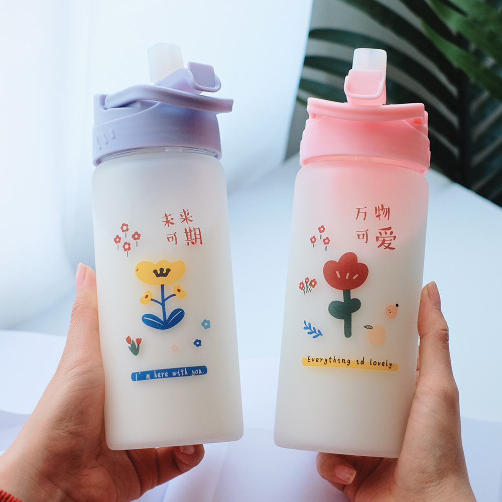 Frosted straw glasses cartoon Drinking Glasses Ins style Straws for students fashion gifts for girls