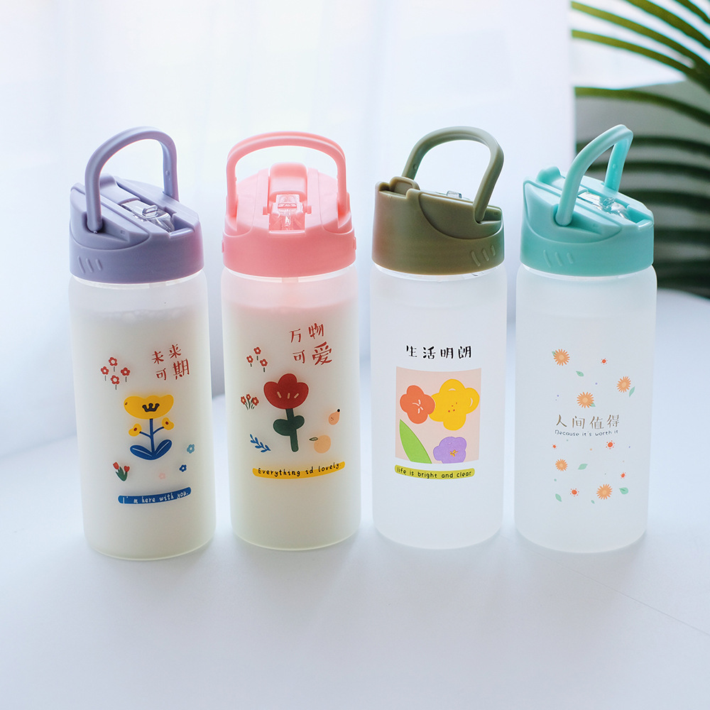 Frosted straw glasses cartoon Drinking Glasses Ins style Straws for students fashion gifts for girls