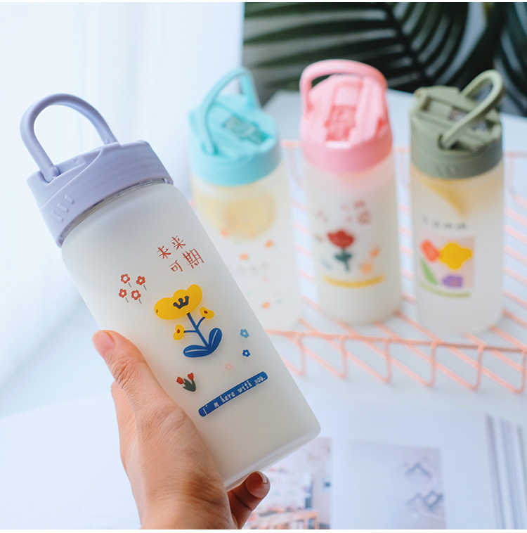 Frosted straw glasses cartoon Drinking Glasses Ins style Straws for students fashion gifts for girls