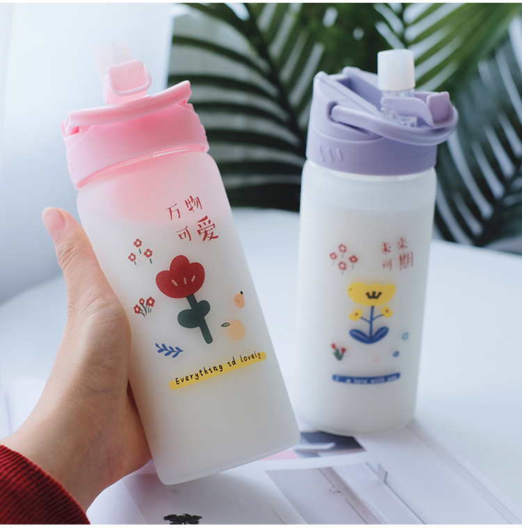Frosted straw glasses cartoon Drinking Glasses Ins style Straws for students fashion gifts for girls