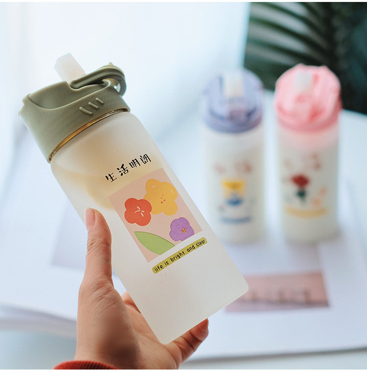 Frosted straw glasses cartoon Drinking Glasses Ins style Straws for students fashion gifts for girls