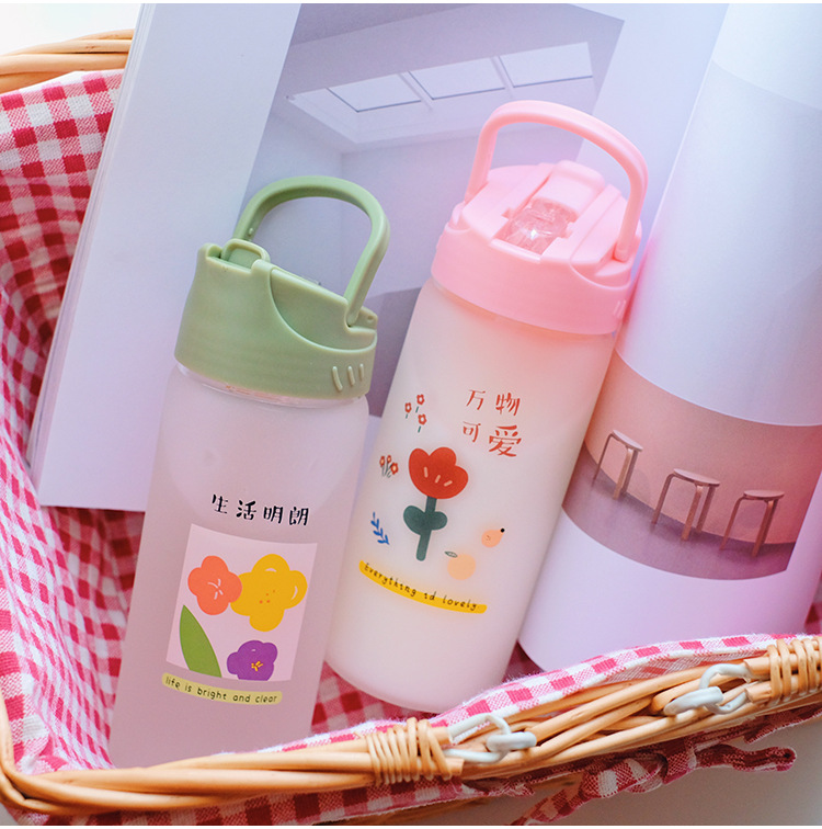 Frosted straw glasses cartoon Drinking Glasses Ins style Straws for students fashion gifts for girls