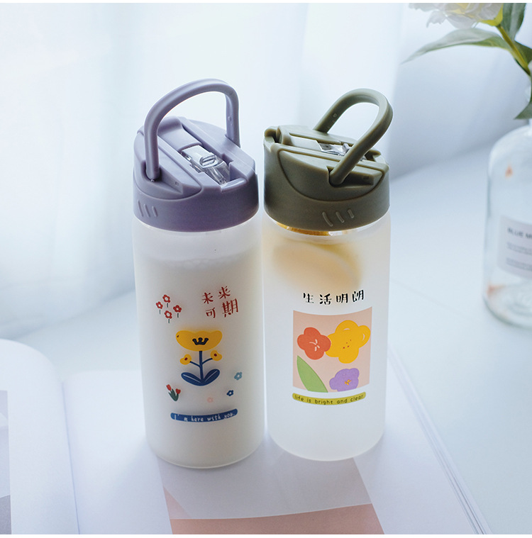 Frosted straw glasses cartoon Drinking Glasses Ins style Straws for students fashion gifts for girls