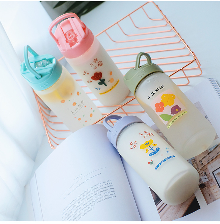 Frosted straw glasses cartoon Drinking Glasses Ins style Straws for students fashion gifts for girls