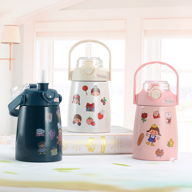 Cup Large Capacity Straw Style Portable and Cute Internet Celebrity Big Belly Drinking Cup Large Children Cup 304 Kettle