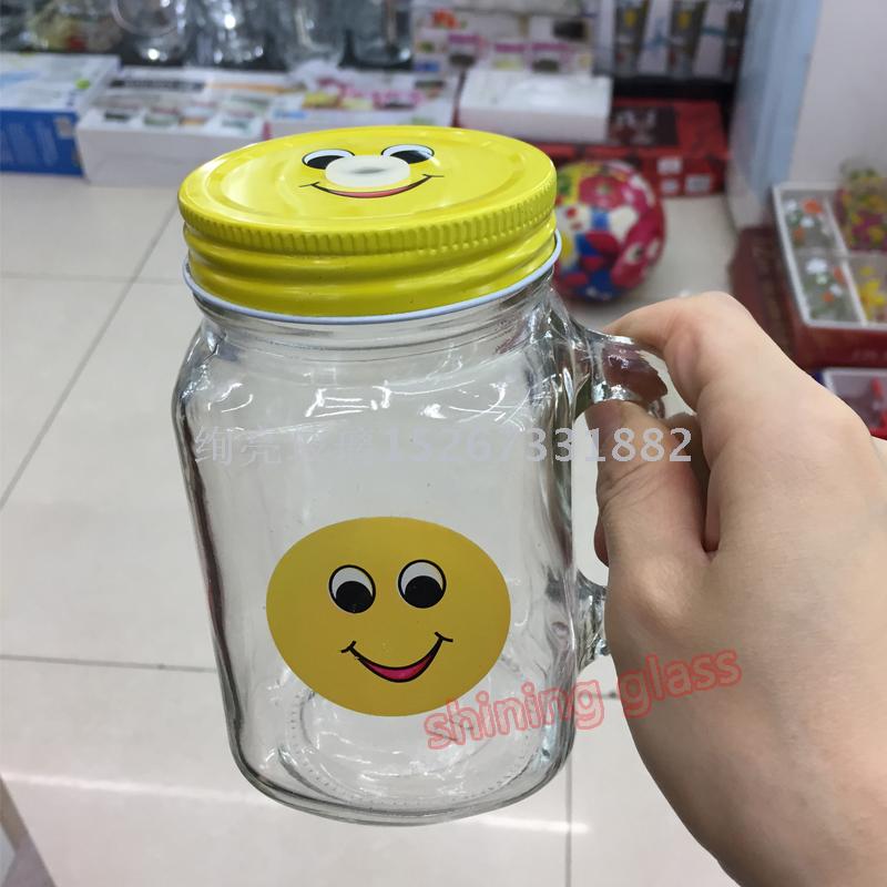 Water glass cup glass mason jar with printed drinking glass cup cup with straw 