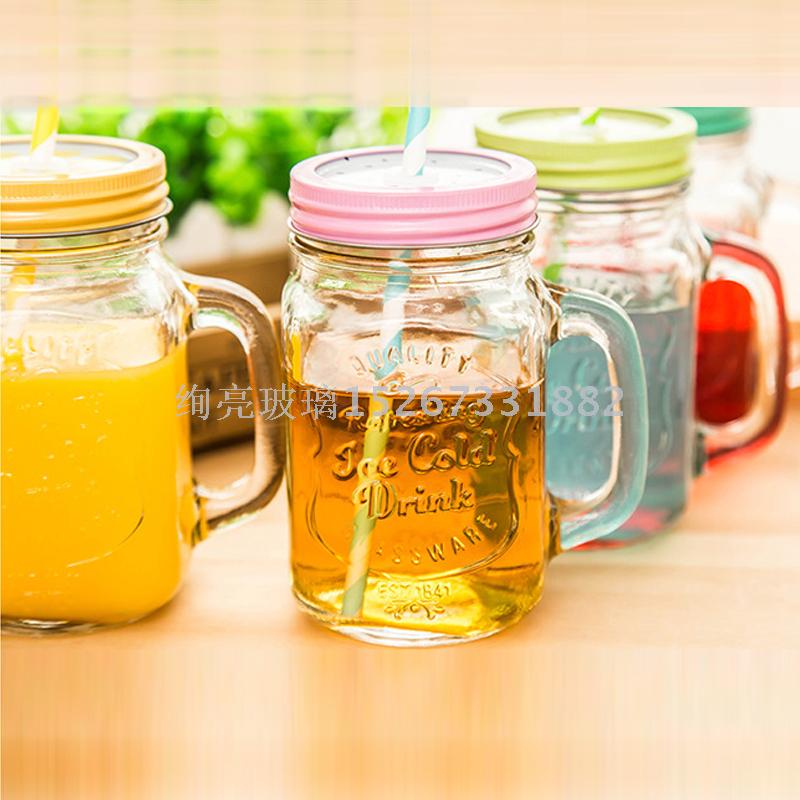 Water glass cup glass mason jar with printed drinking glass cup cup with straw Water glass cup glass mason jar with printed drinking glass cup cup with straw