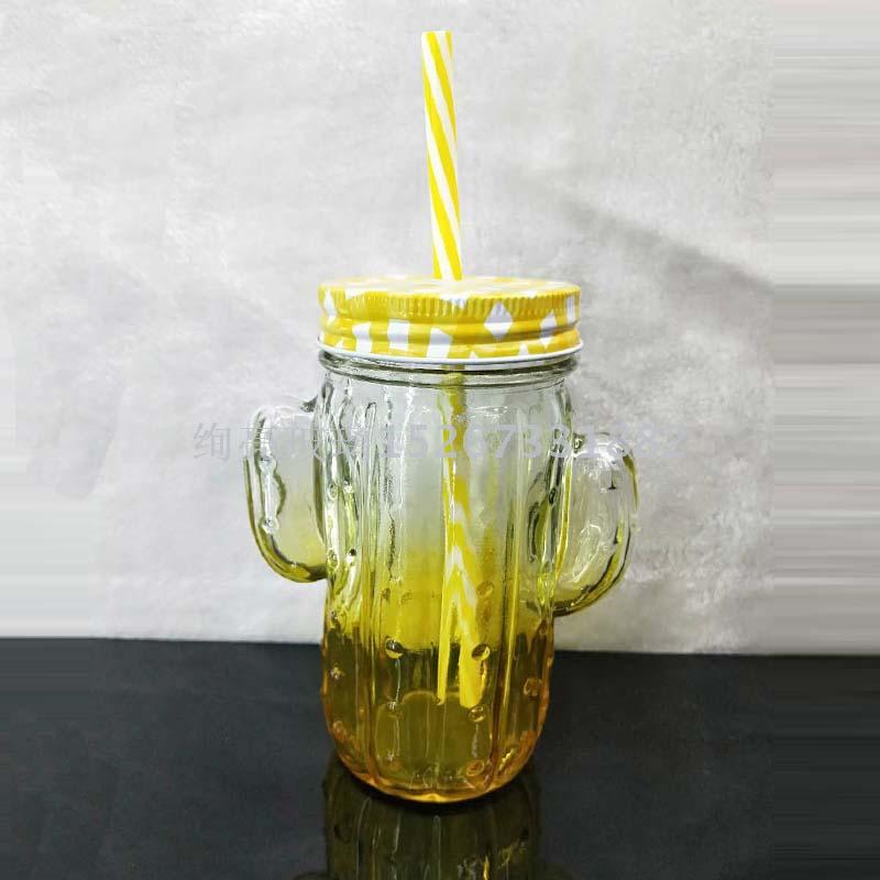 Water glass cup glass mason jar with printed drinking glass cup cup with straw Water glass cup glass mason jar with printed drinking glass cup cup with straw