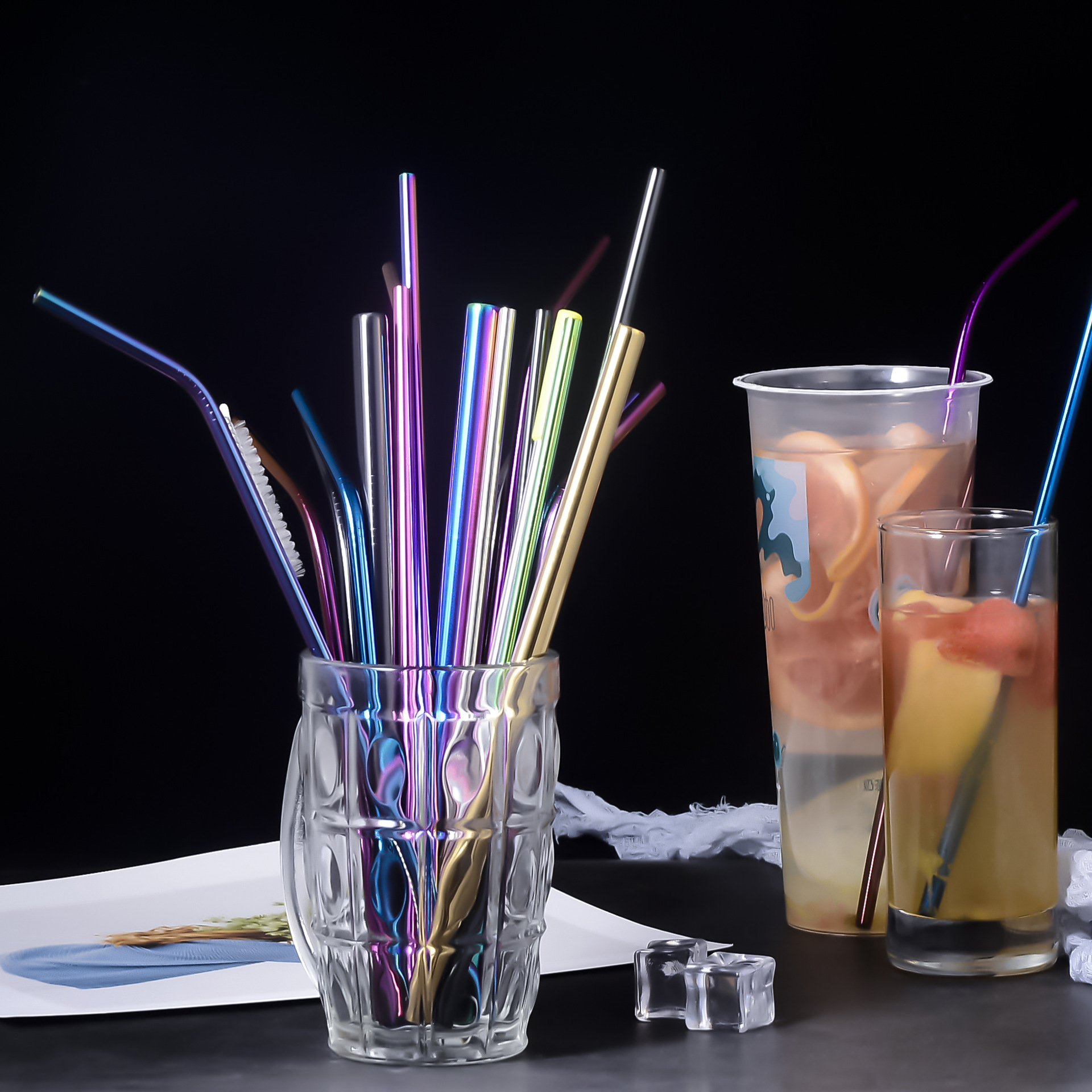 304 Stainless Steel Drinking Straw Colorful Titanium-Plated Milk Tea Straw Cross-Border Straw Factory Wholesale