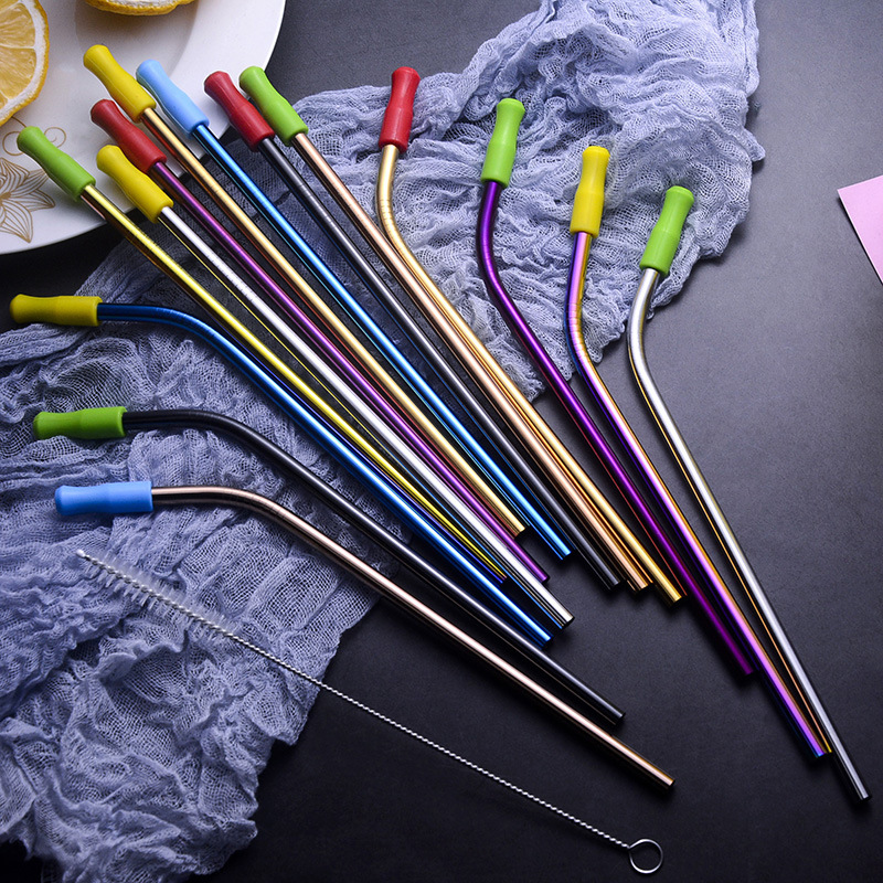304 Stainless Steel Drinking Straw Colorful Titanium-Plated Milk Tea Straw Cross-Border Straw Factory Wholesale