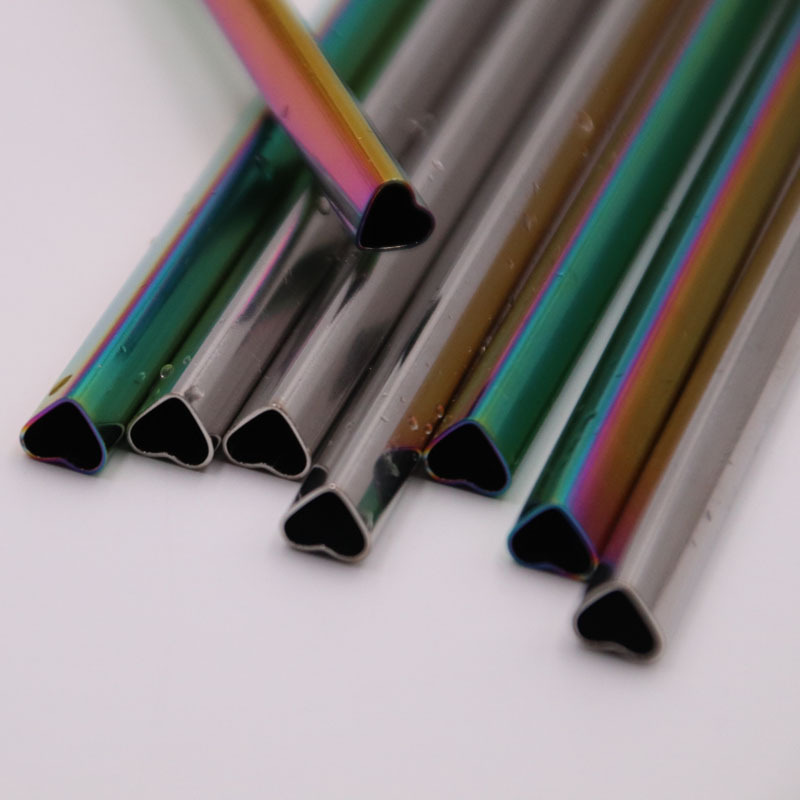 Whole Food Grade 304 Stainless Steel Straw Creative Cute Heart Shape Drinking Straw Peptide Plated Health Milk Tea Straw