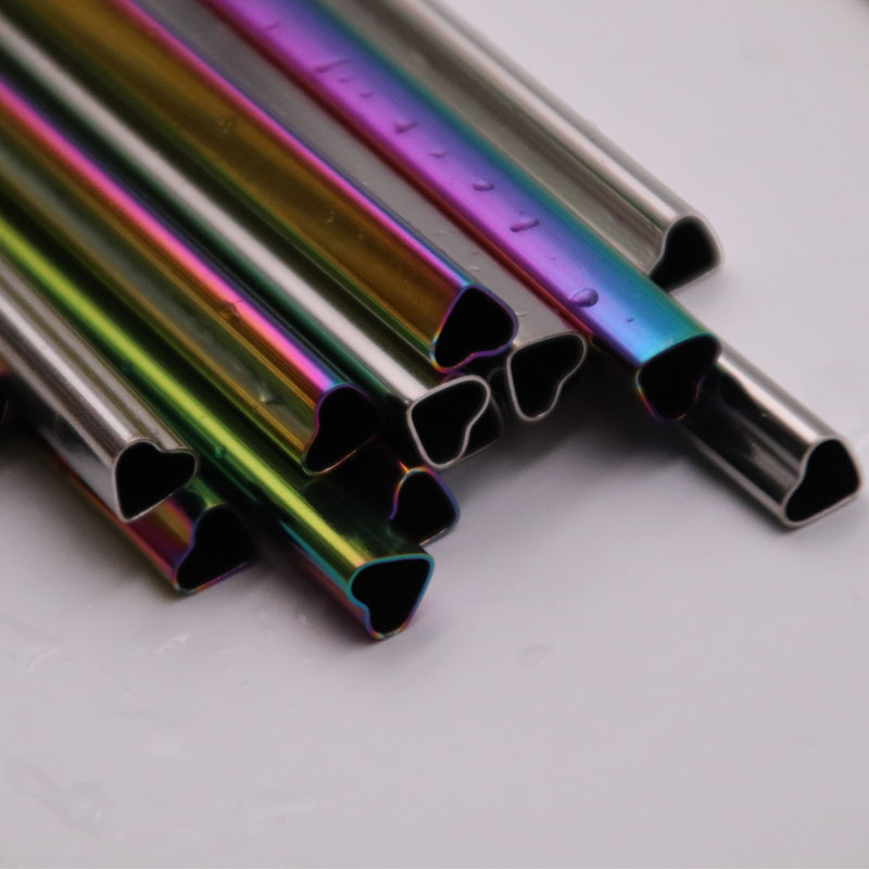 Whole Food Grade 304 Stainless Steel Straw Creative Cute Heart Shape Drinking Straw Peptide Plated Health Milk Tea Straw