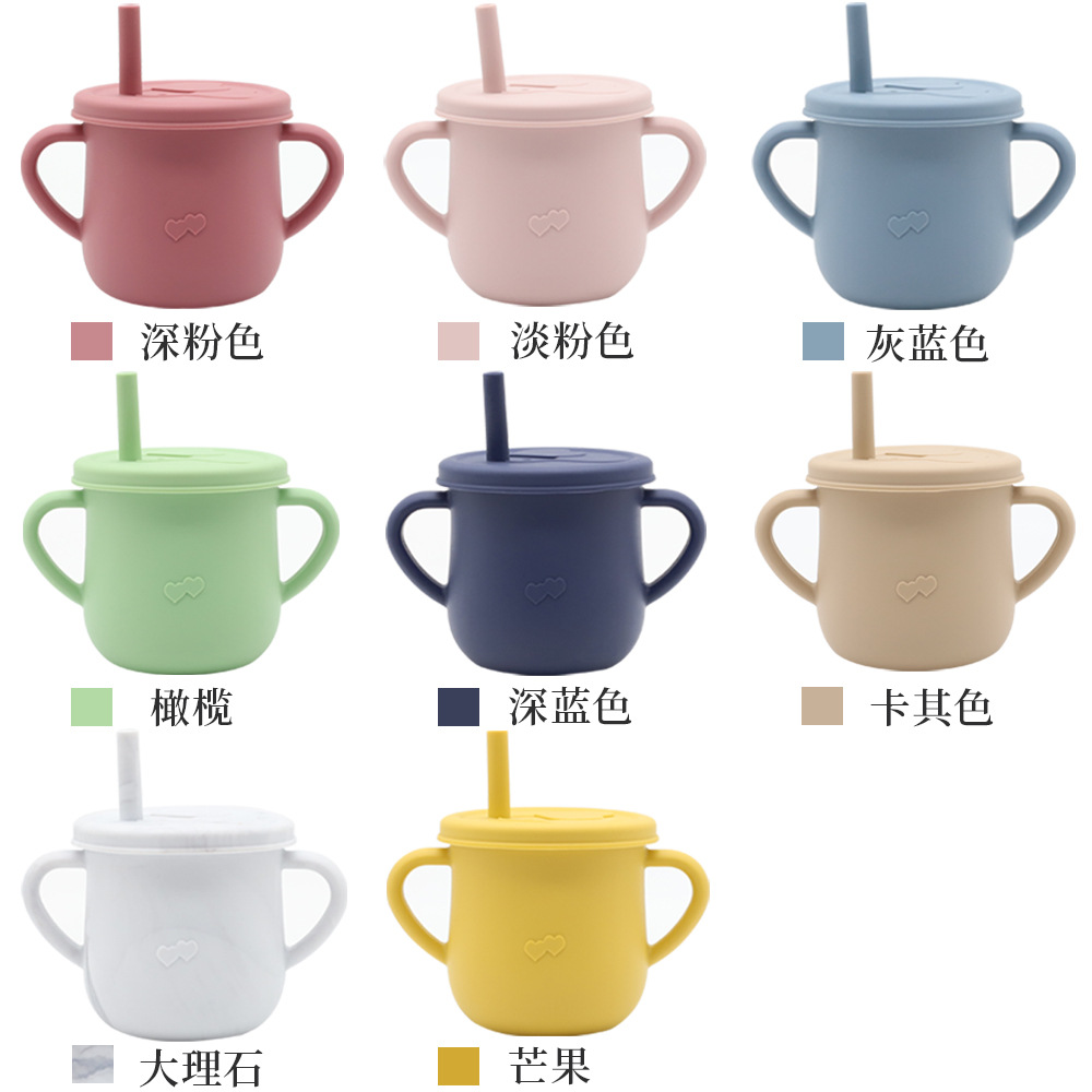 Children's Silicone Cup with Straw Drinking Cup TwoinOne Training Cup DropResistant AntiSpill Binaural NoSpill Cup Children's Silicone Cup with Straw Drinking Cup TwoinOne Training Cup DropResistant AntiSpill Binaural NoSpill Cup
