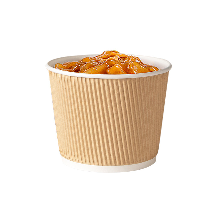Petunia Disposable Paper Bowl Double-Layer Thickened Corrugated Paper Bowl Takeaway Soup Bowl round Porridge Bucket Dessert to-Go Box