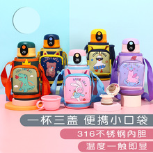 Temperature Display Children's Thermos Mug Cartoon Insulation Pot Student Strap 316 Stainless Steel Drinking Straw Cup Temperature Display Children's Thermos Mug Cartoon Insulation Pot Student Strap 316 Stainless Steel Drinking Straw Cup