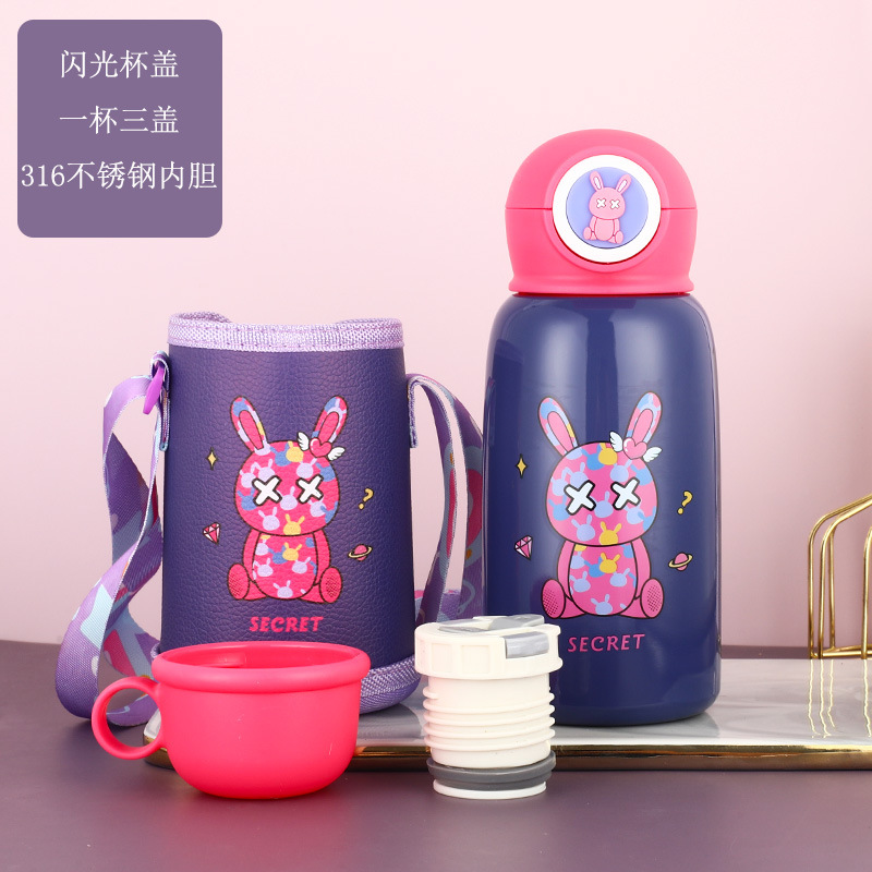 Temperature Display Children's Thermos Mug Cartoon Insulation Pot Student Strap 316 Stainless Steel Drinking Straw Cup Temperature Display Children's Thermos Mug Cartoon Insulation Pot Student Strap 316 Stainless Steel Drinking Straw Cup