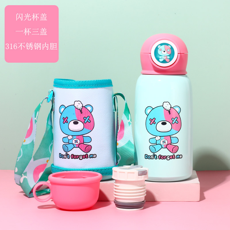 Temperature Display Children's Thermos Mug Cartoon Insulation Pot Student Strap 316 Stainless Steel Drinking Straw Cup Temperature Display Children's Thermos Mug Cartoon Insulation Pot Student Strap 316 Stainless Steel Drinking Straw Cup