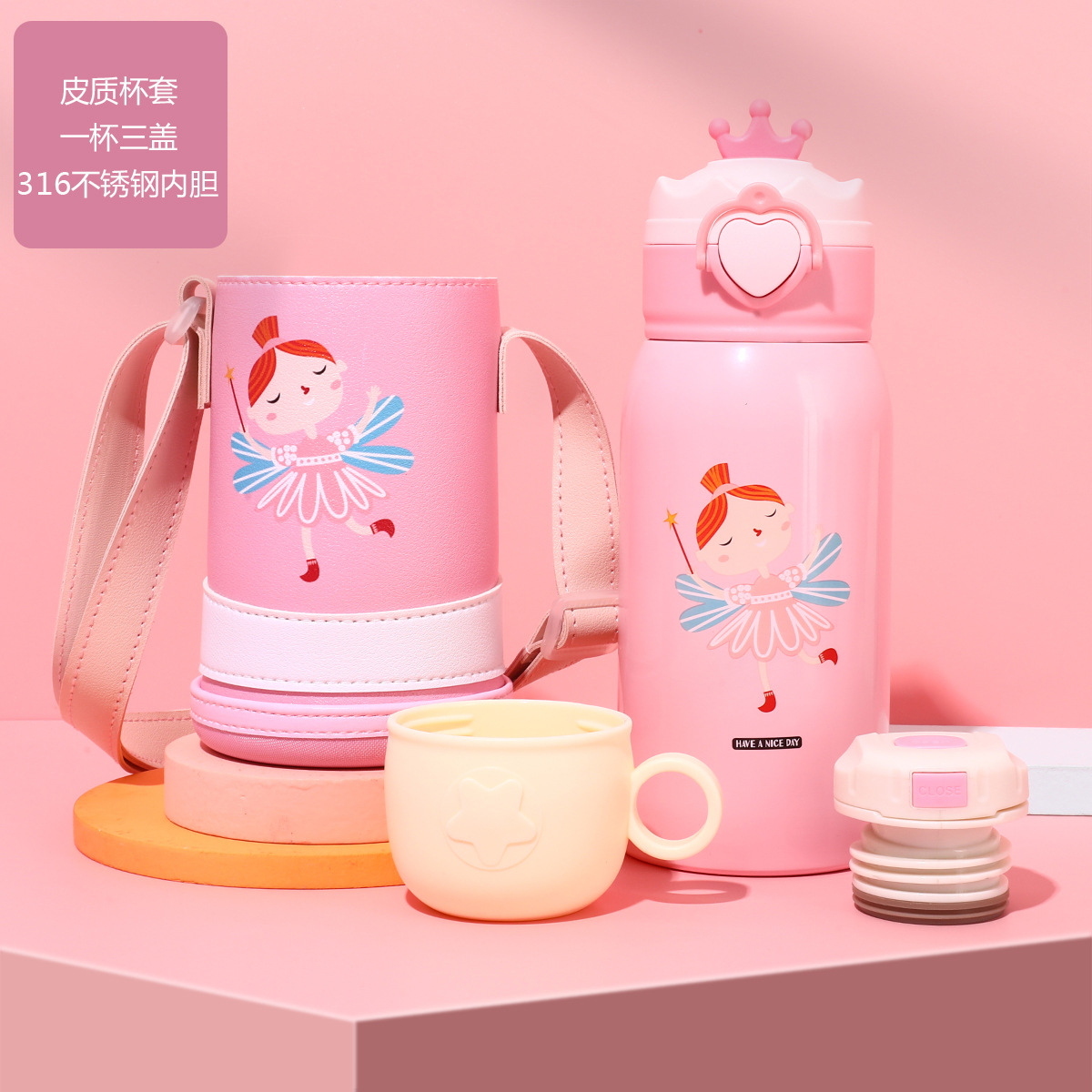 Temperature Display Children's Thermos Mug Cartoon Insulation Pot Student Strap 316 Stainless Steel Drinking Straw Cup Temperature Display Children's Thermos Mug Cartoon Insulation Pot Student Strap 316 Stainless Steel Drinking Straw Cup