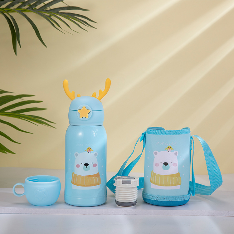 Temperature Display Children's Thermos Mug Cartoon Insulation Pot Student Strap 316 Stainless Steel Drinking Straw Cup Temperature Display Children's Thermos Mug Cartoon Insulation Pot Student Strap 316 Stainless Steel Drinking Straw Cup