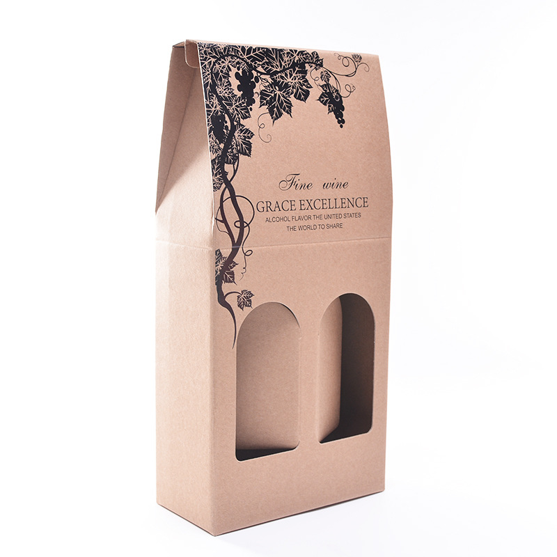 The Custom red wine carton two gift bags wrapped in paper bags wine box spot corrugated color box can be customized white wine box