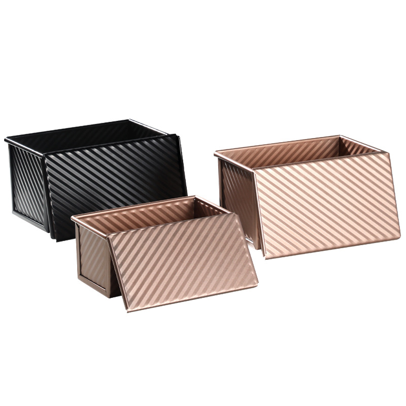 Household Non-Stick Baking Baking Tray with Lid Corrugated Toast Cake Mold Baking Tool Bread Mold Toast Box